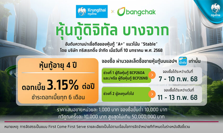 เตรียมจองซื้อ-“หุ้นกู้ดิจิทัลบางจาก”-บนแอปฯ-“เป๋าตัง”-ดีเดย์-7-13กพ.68-นี้