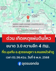 ด่วน️-เกิดเหตุแผ่นดินไหว-ขนาด30-ที่-ตบุญทัน-อ.สุวรรณคูหา