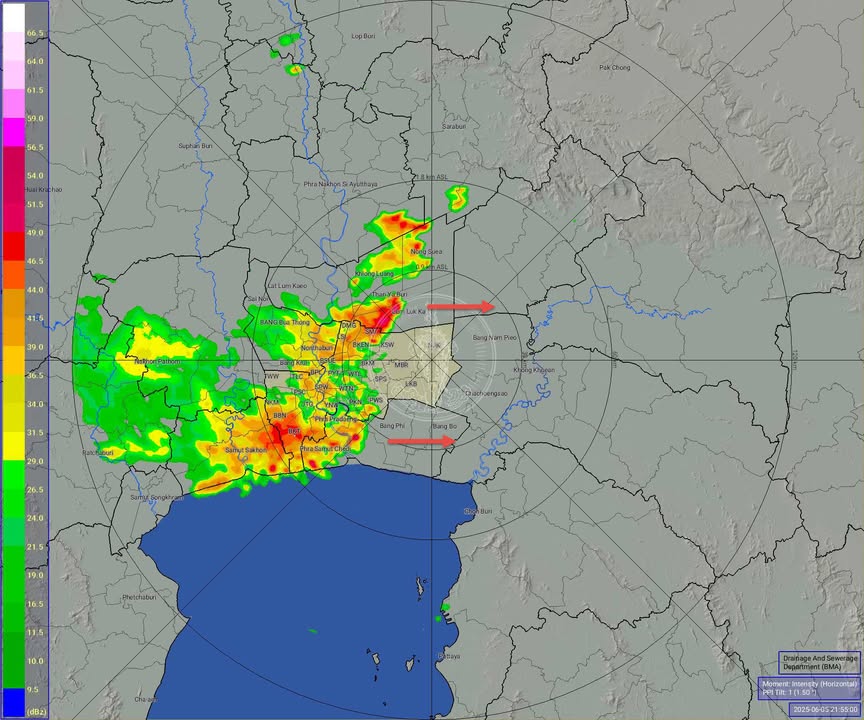 22:00-กรุงเทพมหานคร-ฝนตก-ปกคลุมพื้นที่ฝั่งธนบุรีทั้งหมด-แนวริมแม่น้ำ-|-2025-06-05-15:05:00