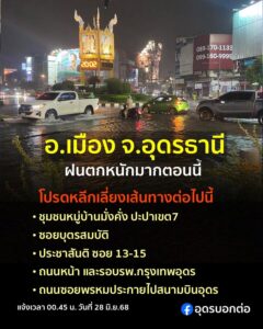 -อเมือง-ประเทดอุดรตอนนี้-ฝนตกแรงมาก-รถเล็ก-รถจยย.-รถไฟฟ้า