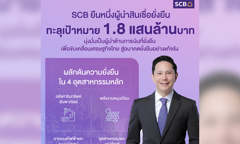ไทยพาณิชย์ประกาศความสำเร็จสนับสนุนการเงินยั่งยืนทะลุเป้าหมาย-ทะยานสู่1.8-แสนล้านบาท