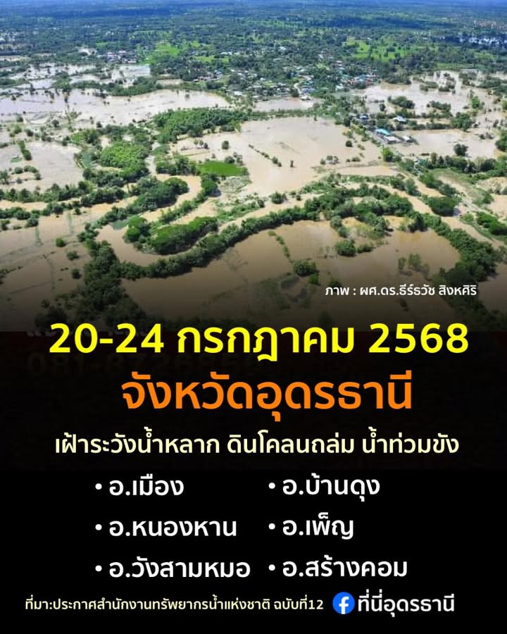 แจ้งเตือน-ชาวจังหวัดอุดรธานี️-เฝ้าระวังน้ำหลาก-ดินโคลนถล่