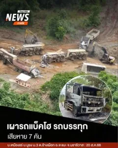 เมื่อตอนเที่ยงที่ผ่านมา(21-สค.68)-ผู้ก่อเหตุบุกเผาเครื่องจั