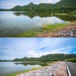 วิวสวย-บรรยากาศดี-ยามเย็น-อ่างเก็บน้ำห้วยหินขาว-อ.เฉลิมพระเก