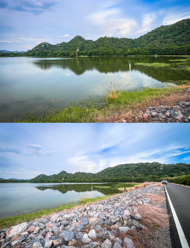 วิวสวย-บรรยากาศดี-ยามเย็น-อ่างเก็บน้ำห้วยหินขาว-อ.เฉลิมพระเก