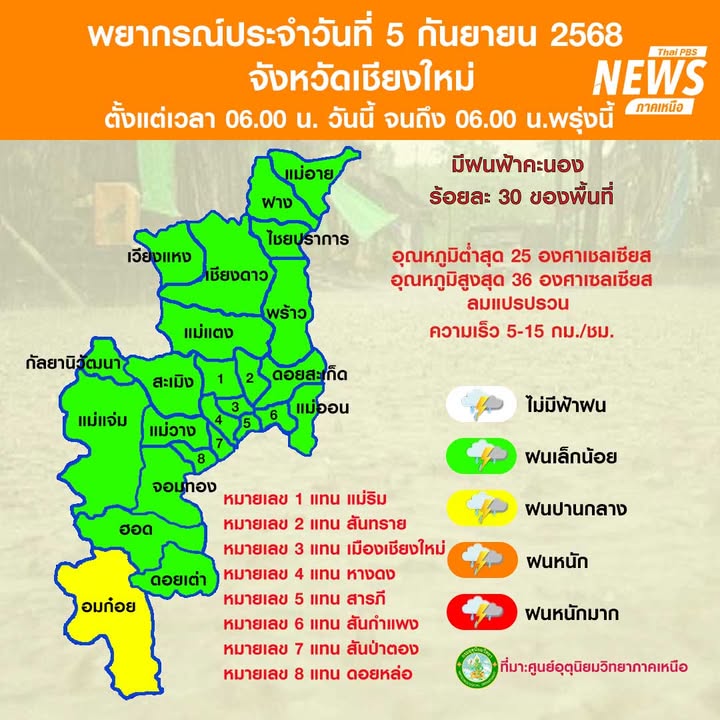 (5/9/68)-…ภาคเหนือยังคงมีฝนฟ้าคะนองบางแห่ง-ทั้งนี้เนื่องจา