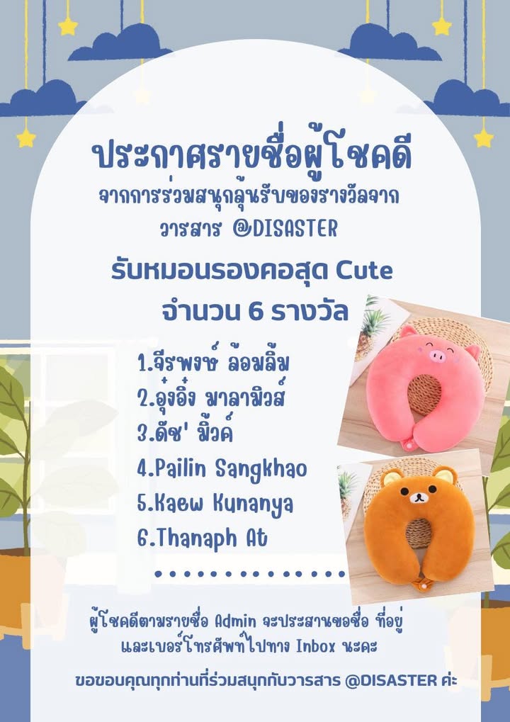 ประกาศรายชื่อผู้โชคดีจากการร่วมสนุกลุ้นรับของรางวัลจากวารสาร
