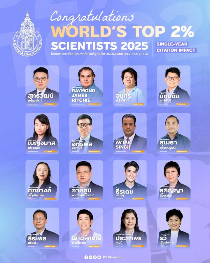 มอหาดใหญ่-สุดยอดนักวิจัย-มอ.-ติดอันดับโลก-top-2%-จากการจั-|-2025-10-09-15:29:00
