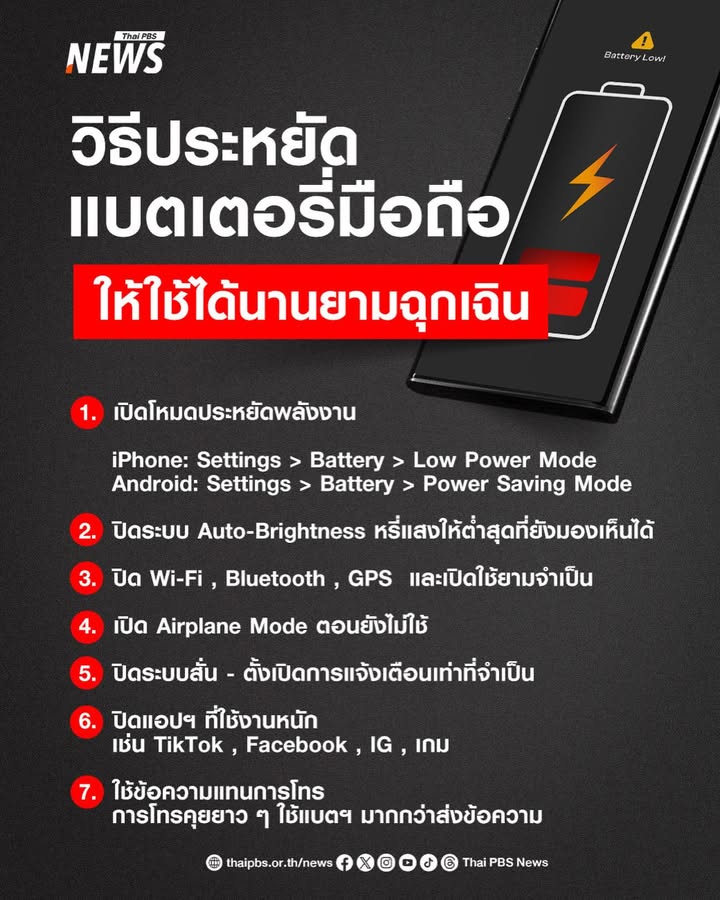 อยู่ในพื้นที่น้ำท่วม-อย่าลืมประหยัดแบตเตอรี่มือถือ-เพื่อไม่พ