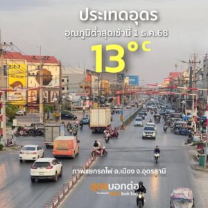 ประเทดอุดรธานี-เช้านี้-1-ธค.2568-อุณหภูมิต่ำสุด-13-°c-อากาศ