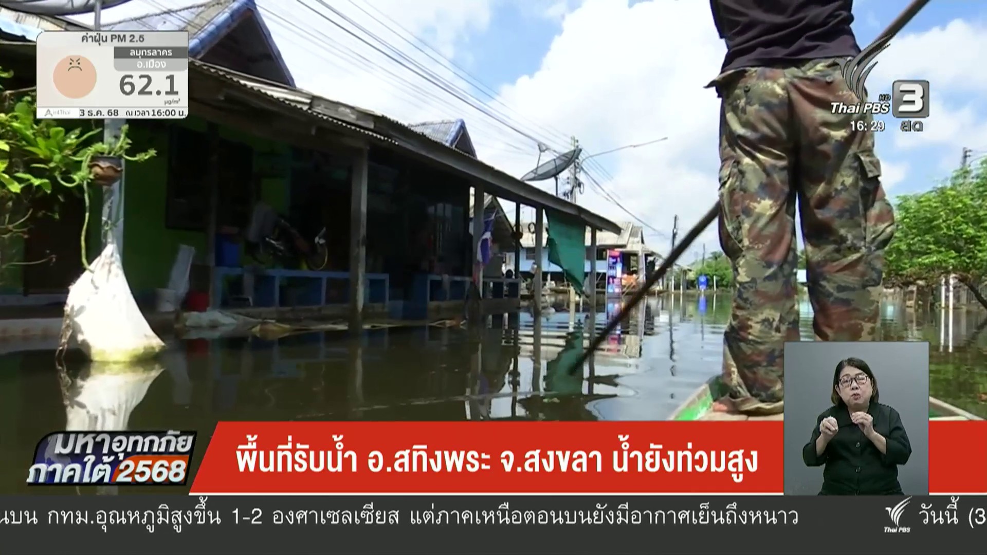 พื้นที่รับน้ำ-อสทิ้งพระ-จ.สงขลา-น้ำยังท่วมสูง-ข่าวใต้แลได้