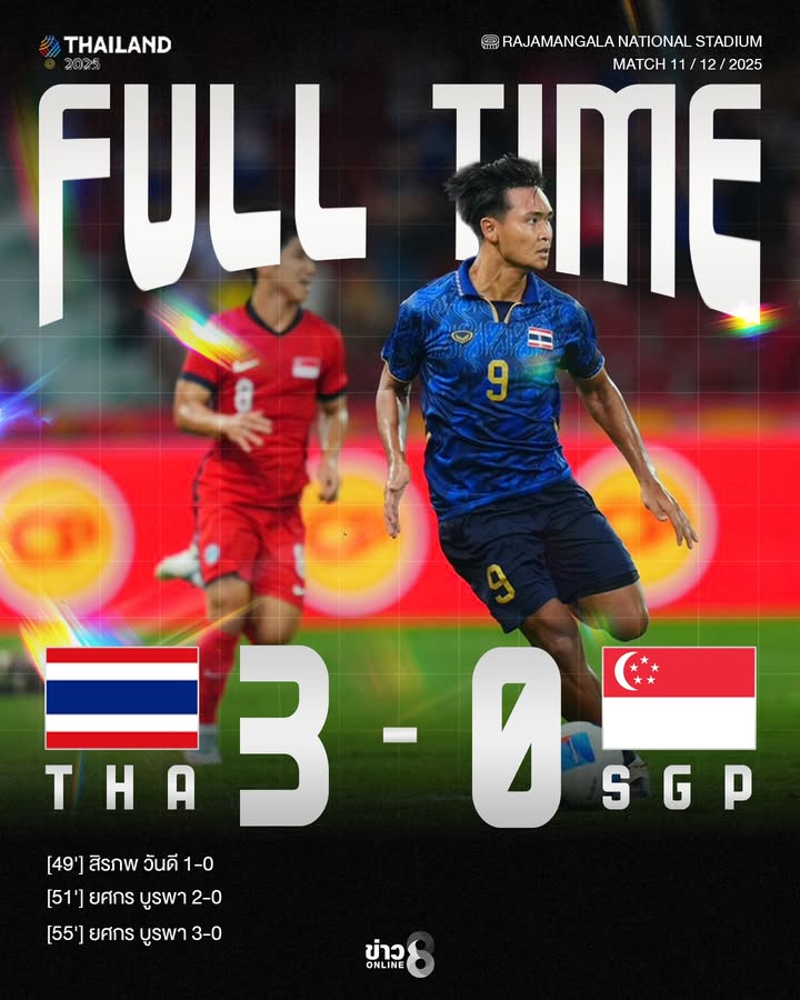 ช้างศึกซิวชัยเหนือสิงคโปร์-3-0-การันตีเข้ารอบรองฯ-ซีเกมส์-2025-ในฐานะแชมป์กลุ่ม-a