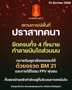 ด่วน-สถานการณ์พื้นที่-“ปราสาทคนา”-ยึดครบทั้ง-4-ที่หมาย-ทำ-|-2025-12-13-09:20:00