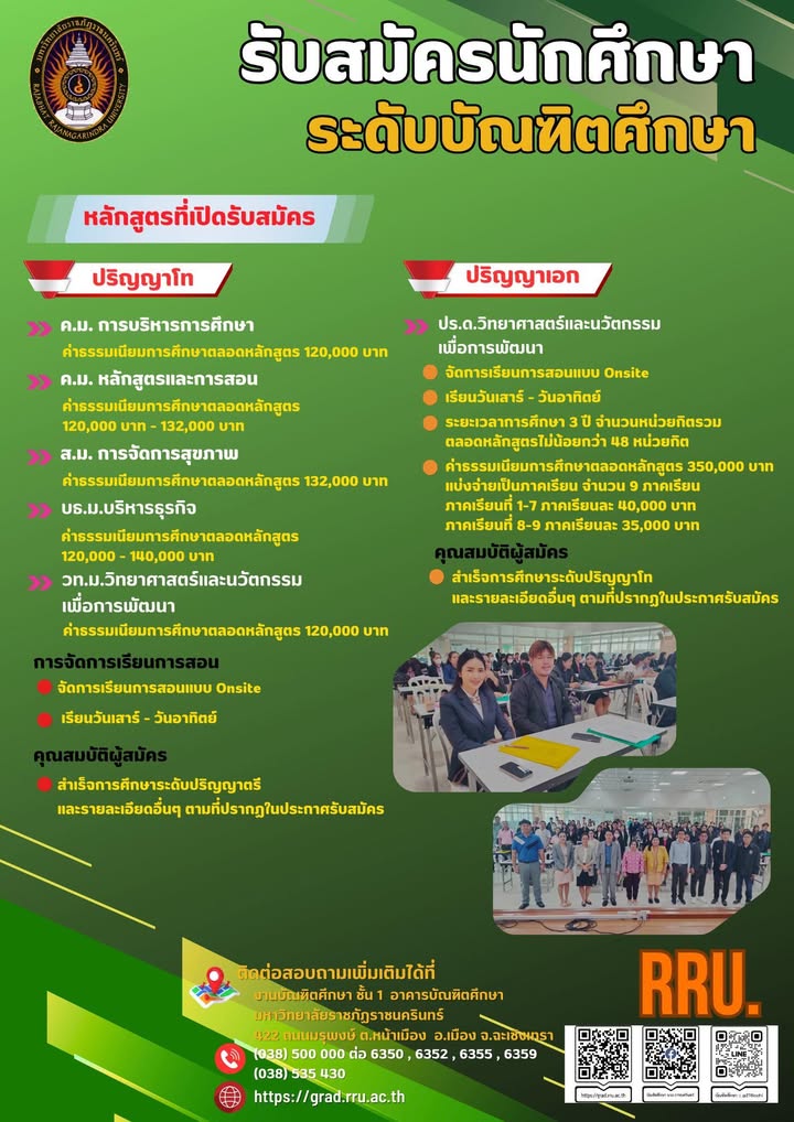 มหาวิทยาลัยราชภัฏราชนครินทร์-เปิดสอนระดับบัณฑิตศึกษา-(ปริญญา-|-2025-12-22-06:57:00