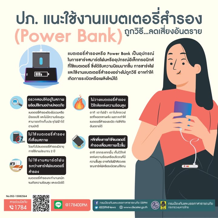 ปภ.-แนะวิธีชาร์จไฟและใช้งานแบตเตอรี่สำรองถูกวิธี…ลดเสี่ยงอ