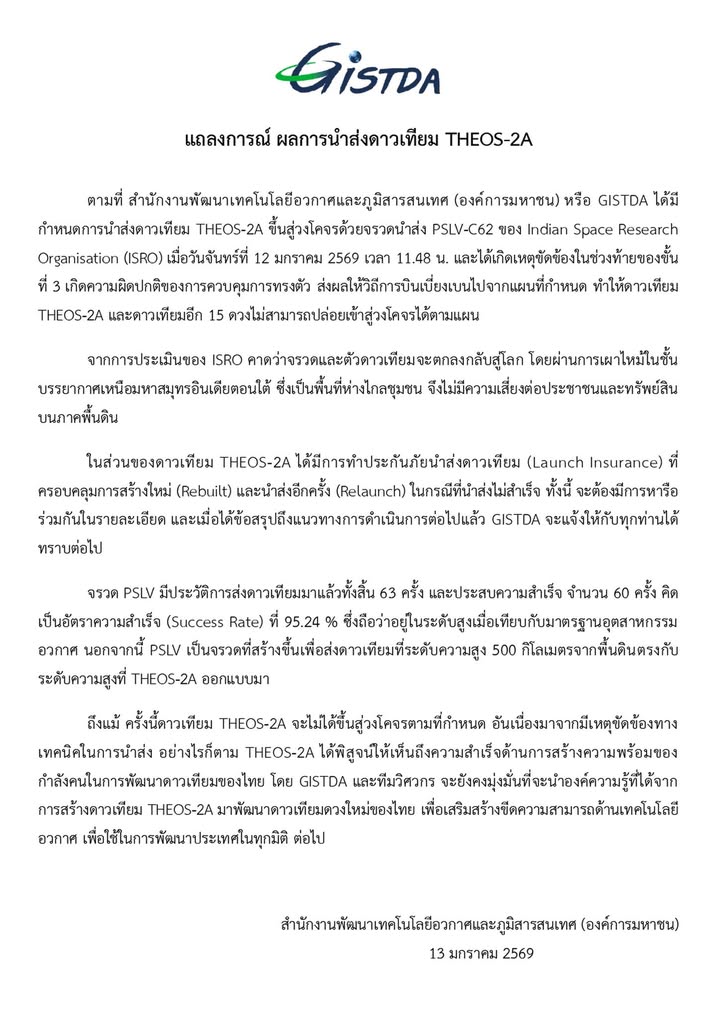 ร่วมส่งกำลังใจให้กับทีมวิศวกรไทย.-สำนักงานพัฒนาเทคโนโลยีอวก