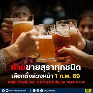 เลือกตั้งล่วงหน้า-1-กพ.69-ห้ามขายสุราทุกชนิด-ฝ่าฝืนปรับ–จำค