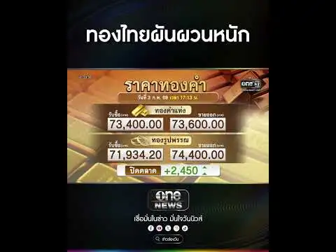 ทองไทยผันผวนหนัก | สำนักข่าววันนิวส์