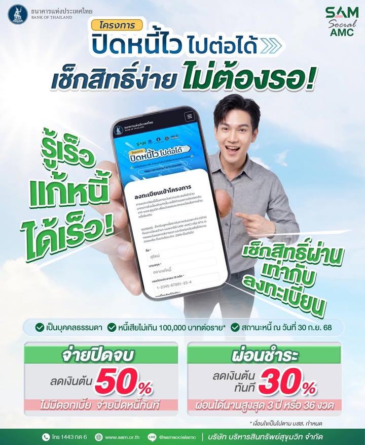 โอกาสดีของคนมีหนี้เสียไม่เกินแสน️-กับโครงการ-ปิดหนี้ไว-ไปต