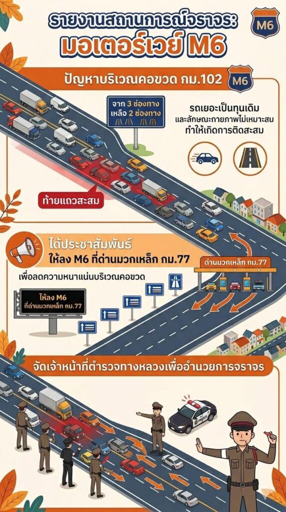 m6-รถติดสะสม️-แนะนำลงที่ด่านหมวกเหล็ก-กม77.-สถานการณ์-m6