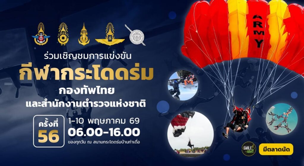 ข่าวประชาสัมพันธ์-กีฬากระโดดร่มกองทัพไทยและสำนักงานตำรวจ​แห