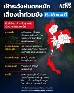 สทนชเตือน-37-จังหวัดเสี่ยงน้ำท่วมขัง-15-18-พค.2569-สาเหตุห