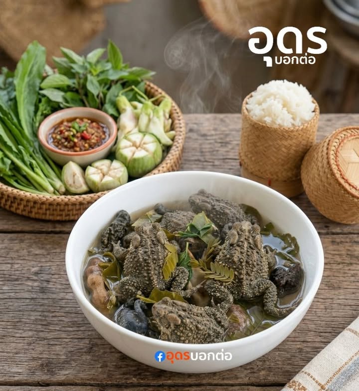 ม้าเด้อ-สุผู้สุคนกินต้มอึ่งแม่ไข่-ใส่ยอดใบบักขามอ่อนนำกัน-อี