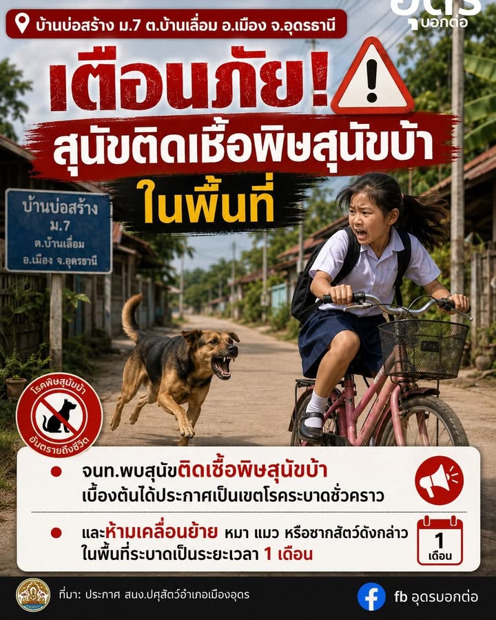 แจังเตือน️-อเมือง-จ.อุดรธานี-พบสุนัขติดเชื้อโรคพิษสุนัขบ้