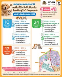 กำหนดการ-ลงพื้นที่ฉีดวัคซีนป้องกันโรคพิษสุนัขบ้า-ประจำเดือน