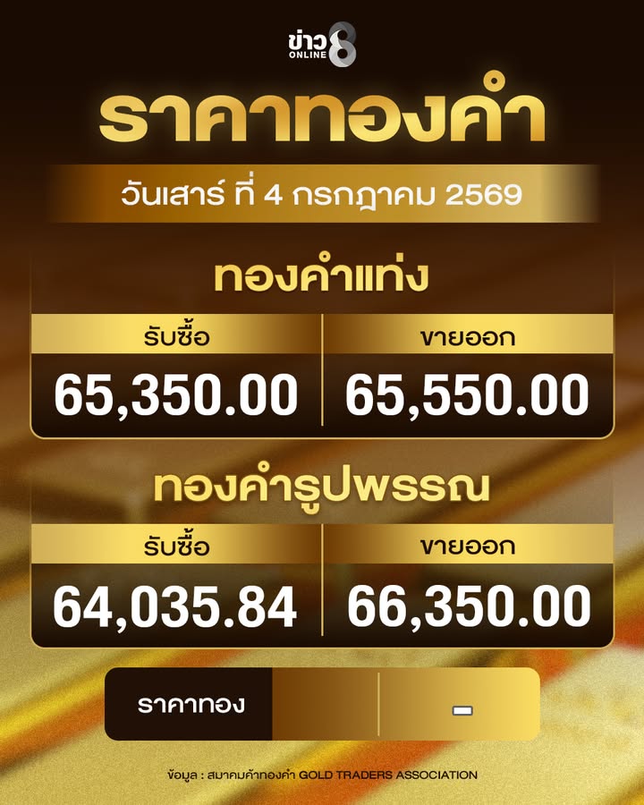 ราคาทอง-วันเสาร์-ที่-4-กรกฎาคม-2569-เปิดตลาดครั้งที่-1-(คงที่)