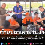 นอภ.บางใหญ่-นำทีมบุกตรวจร้านอาหารปลาเผา-ผงะพบแรงงานต่างด้าวผ