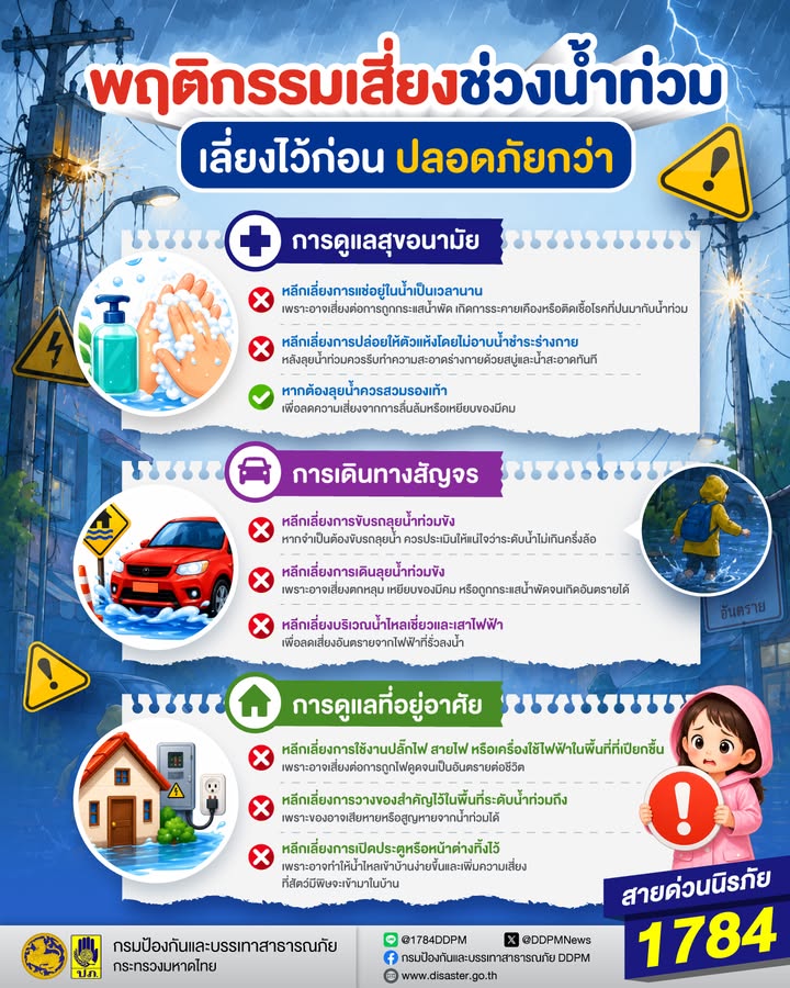 ช่วงน้ำท่วมอาจมีอันตรายแฝงอยู่รอบตัว-ทั้งจากกระแสน้ำ-เชื้อโร