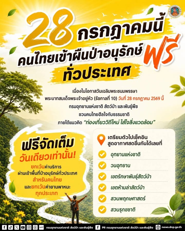 -28-กรกฎาคมนี้-คนไทยเข้าผืนป่าอนุรักษ์ฟรี…-ทั่วประเทศ-️