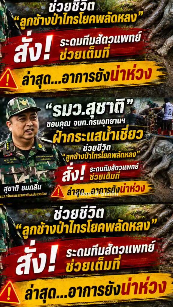 เจ้าหน้าที่กรมอุทยานแห่งชาติ​ฝ่ากระแสน้ำเชี่ยวช่วยชีวิต​-“ลูกช้างป่