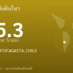 แผ่นดินไหวขนาด 5.3 ริกเตอร์ ที่ OFFSHORE ANTOFAGASTA, CHILE