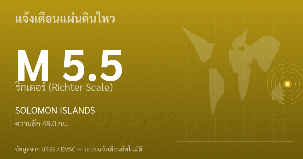 แผ่นดินไหวขนาด 5.5 ริกเตอร์ ที่ SOLOMON ISLANDS
