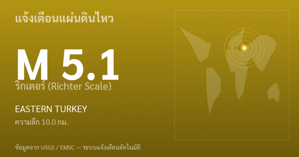 แผ่นดินไหวขนาด 5.1 ริกเตอร์ ที่ EASTERN TURKEY