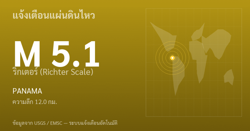 แผ่นดินไหวขนาด 5.1 ริกเตอร์ ที่ PANAMA