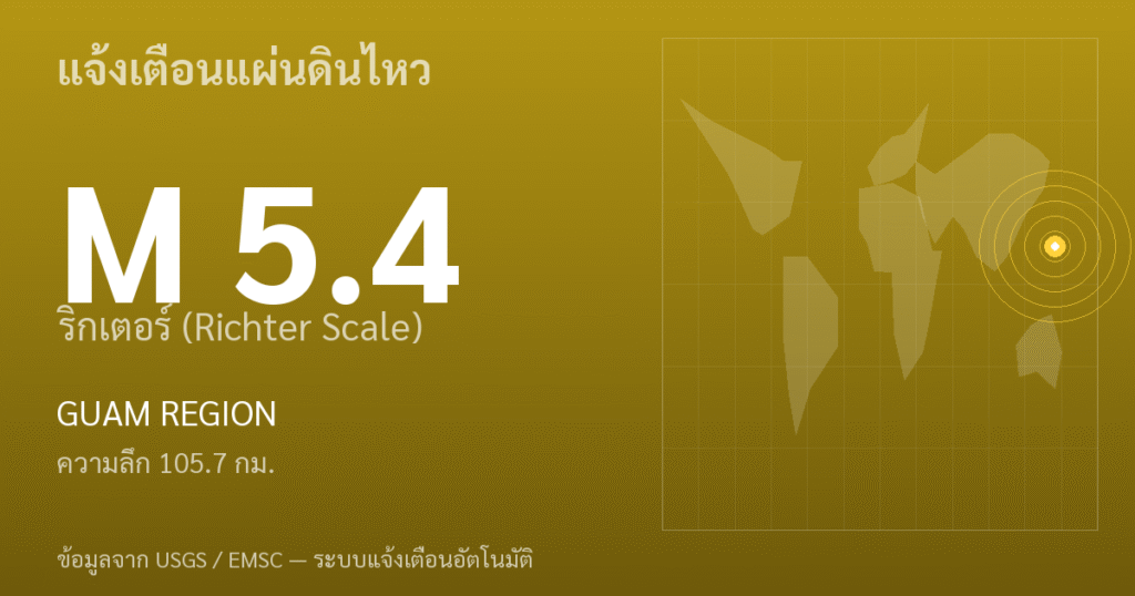 แผ่นดินไหวขนาด 5.4 ริกเตอร์ ที่ GUAM REGION