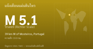 แผ่นดินไหวขนาด 5.1 ริกเตอร์ ที่ 39 km W of Mosteiros, Portugal