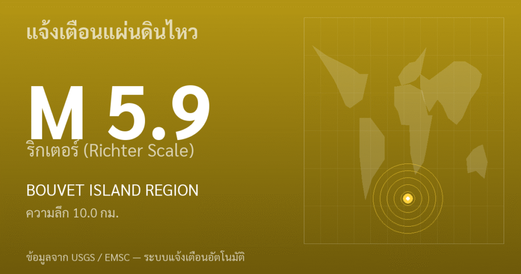 แผ่นดินไหวขนาด 5.9 ริกเตอร์ ที่ BOUVET ISLAND REGION