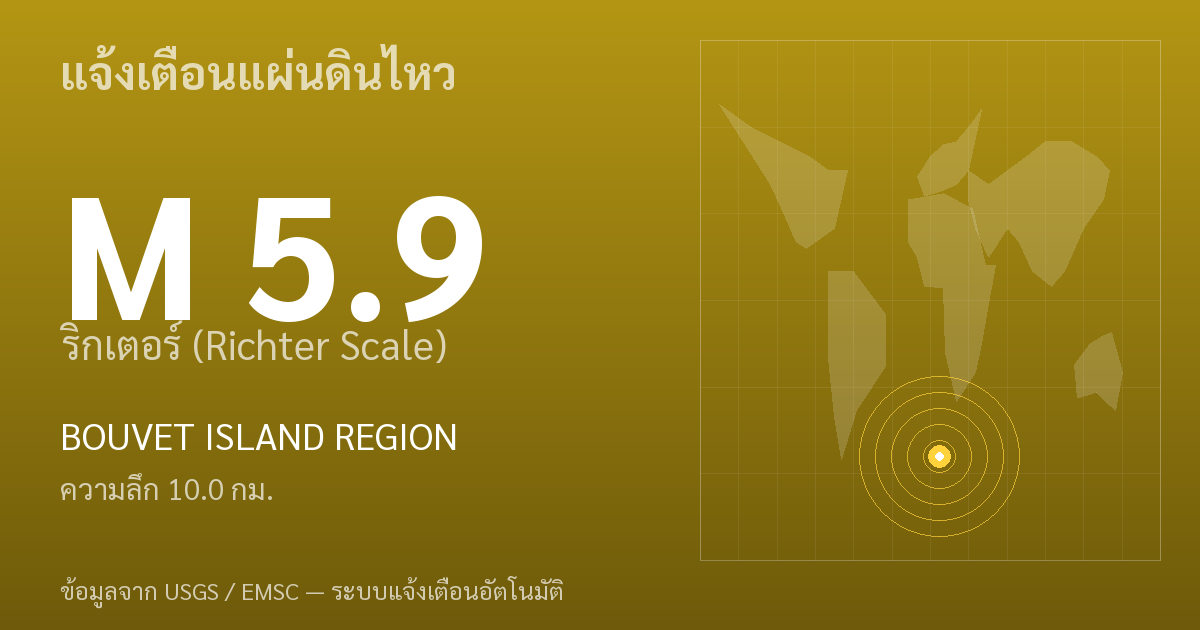 แผ่นดินไหวขนาด 5.9 ริกเตอร์ ที่ BOUVET ISLAND REGION