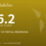 แผ่นดินไหวขนาด 5.2 ริกเตอร์ ที่ NEAR S COAST OF PAPUA, INDONESIA